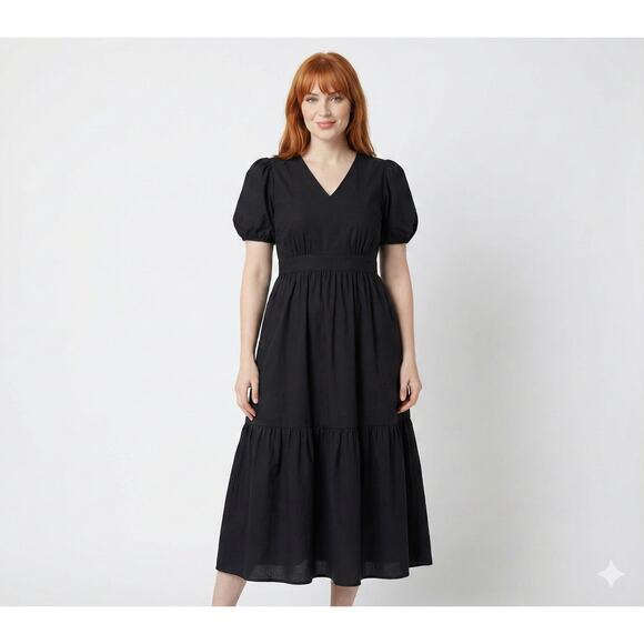French Connection Dresses & Skirts - New French Connection Ladies Puff Sleeve Maxi Dress Size XXL Black
